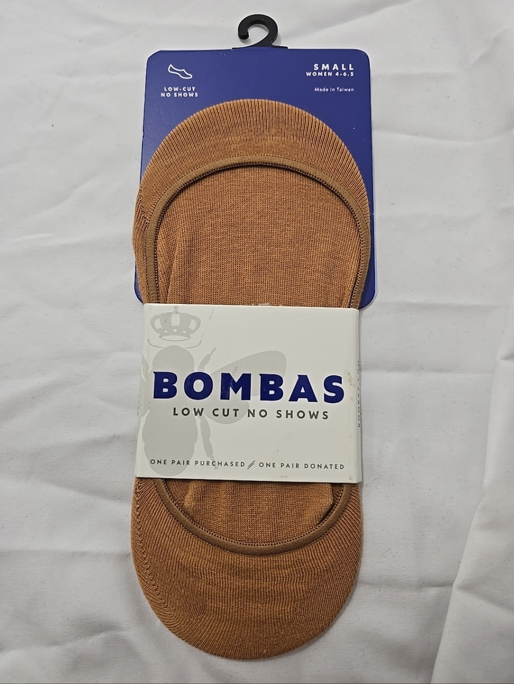 NWT Bombas Women's Low Cut No Show Socks Small Tan Cotton Blend Heel Grips
